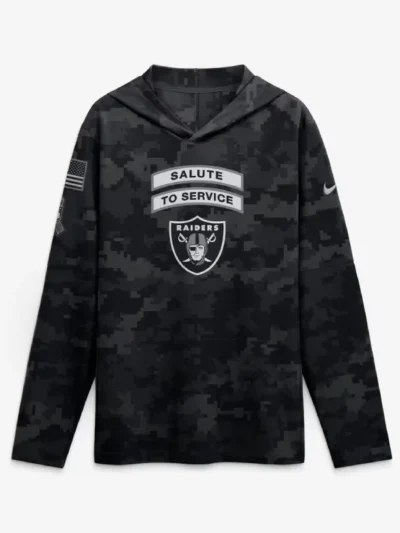 Las Vegas Raiders 2026 Salute to Service Hooded Long Sleeve Shirt
