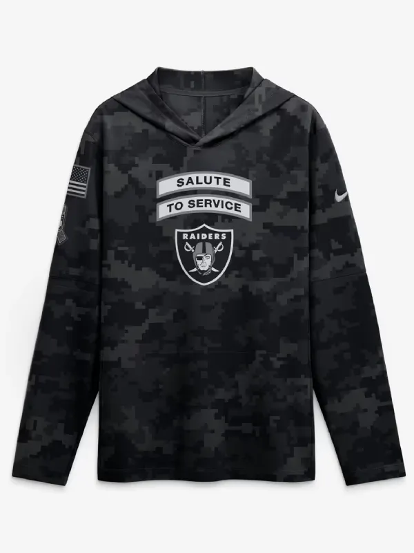Las Vegas Raiders 2026 Salute to Service Hooded Long Sleeve Shirt