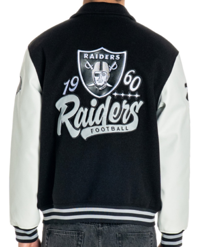 Las Vegas Raiders Collared Black Varsity Jacket