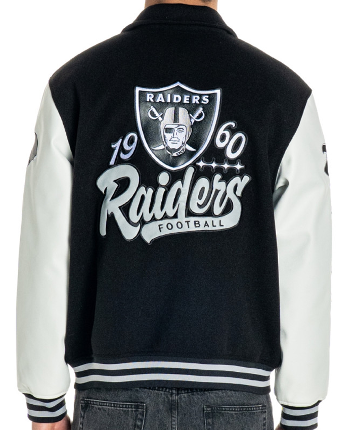 Las Vegas Raiders Collared Black Varsity Jacket