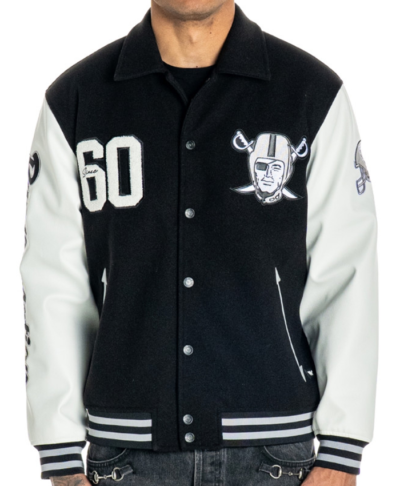 Las Vegas Raiders Collared Black Varsity Jacket
