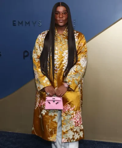 Law Roach 78th Emmy Floral-Embroidered Gold Coat