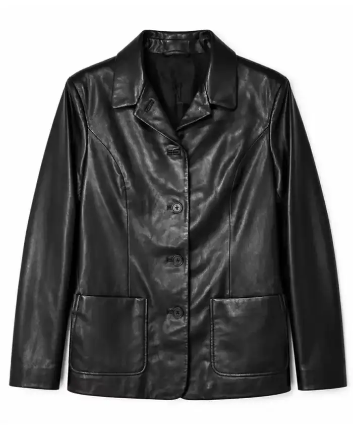 Leanne S02 Kristen Johnston Black Leather Blazer