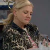 Leanne S02 Kristen Johnston Leather Collar Leopard Jacket