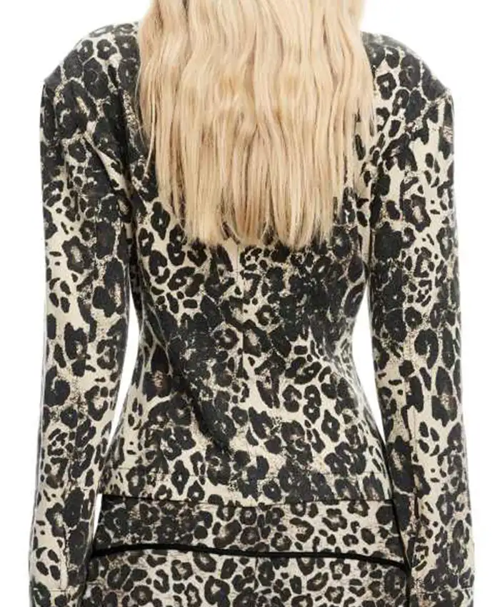 Leanne S02 Kristen Johnston Leather Collar Leopard Jacket