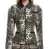 Leanne S02 Kristen Johnston Leather Collar Leopard Jacket