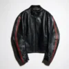 Leather Biker Jacket with Web Detail