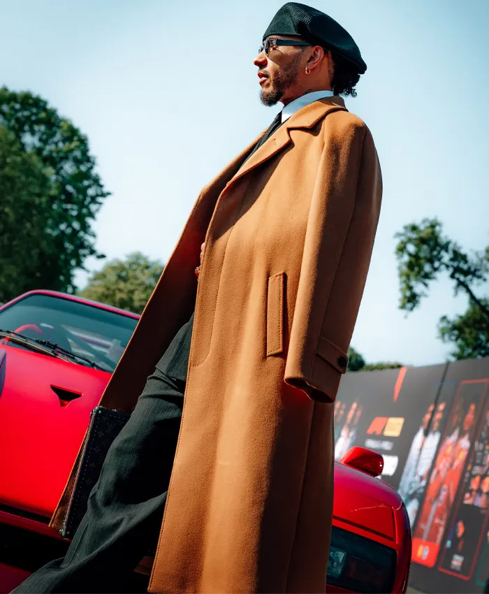 Lewis Hamilton Monza Ferrari F40 Camel Wool Overcoat