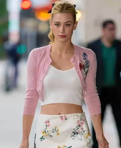 Lili Reinhart Pink Cropped Cardigan