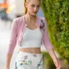 Lili Reinhart Pink Cropped Cardigan
