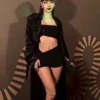 Lisa BVLGARI Serpenti Infinito After Party Black Long Coat