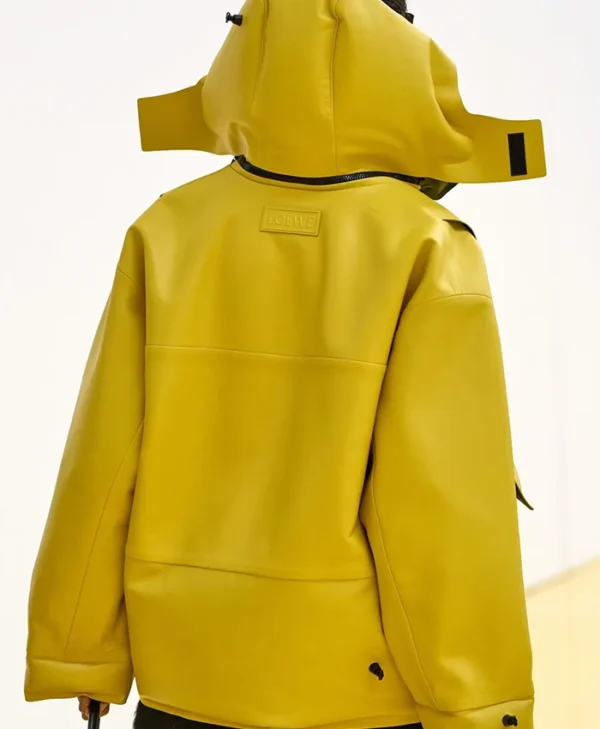 Loewe Yellow Fall 2026 Leather Parka Hood Jacket