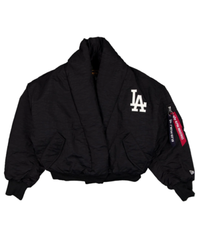 Los Angeles Dodgers x Alpha x New Era Black Shawl Collar Flight Jacket