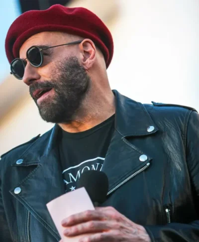 Los Angeles Event John Travolta Biker Jacket