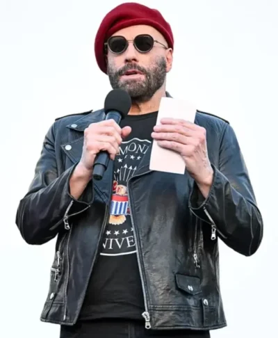 Los Angeles Event John Travolta Biker Jacket