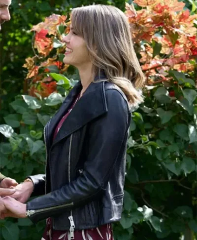 Love Finds You 2026 Aimee Teegarden Black Leather Jacket