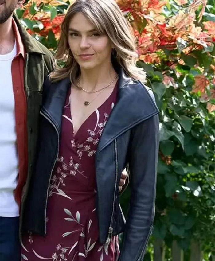 Love Finds You 2026 Aimee Teegarden Black Leather Jacket