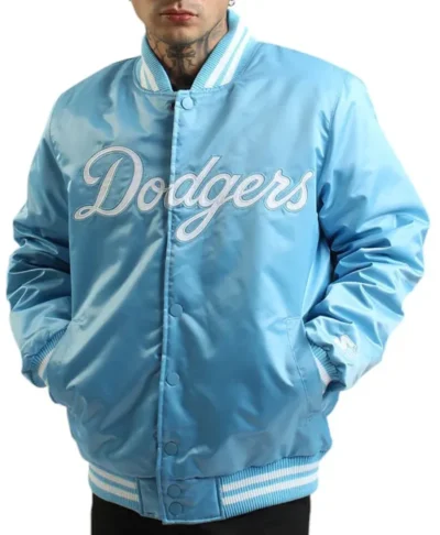 MLB LA Dodgers Blue/White Satin Varsity Jacket
