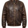 MMen Brown Skull Embossed Biker Jacket