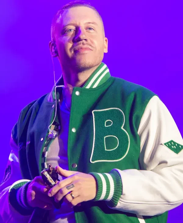 Macklemore Bogey Boys Green Wool Leather Varsity Jacket