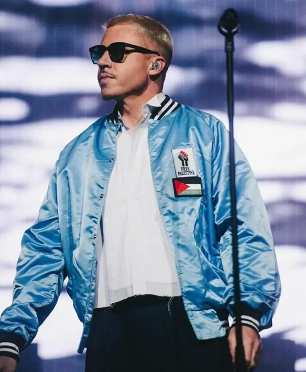 Macklemore Free Palestine Blue Varsity Jacket