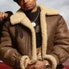 Malcolm M Mays Real Leather Shearling Jacket