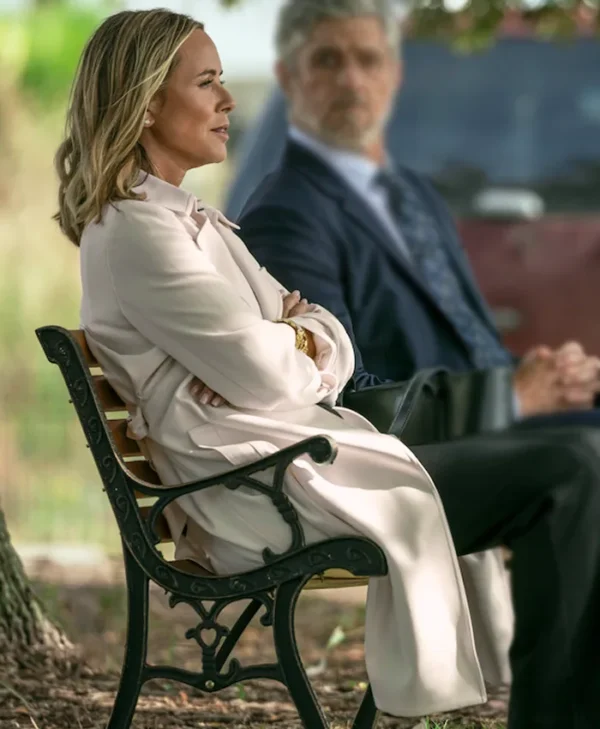 Maria Bello The Waterfront S01 White Long Coat