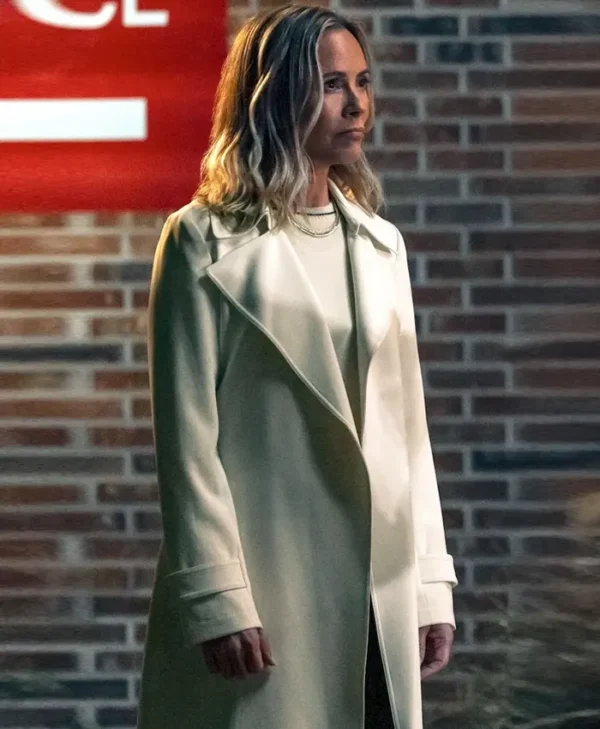 Maria Bello The Waterfront S01 White Long Coat