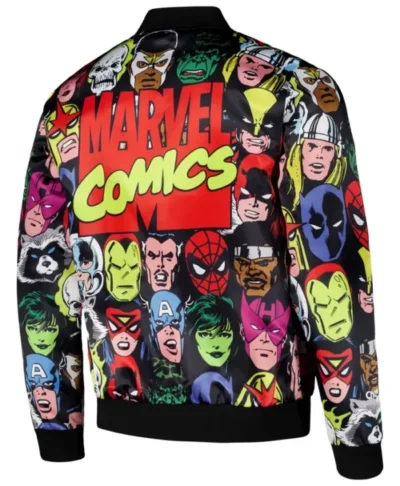 Marvel Heroes Heads Graphic Satin Jacket