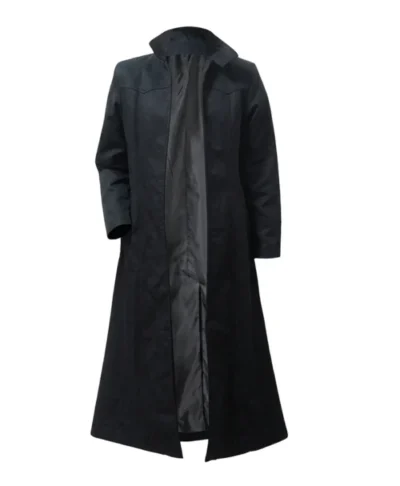 Matrix Keanu Reeves Black Cotton Duster Coat