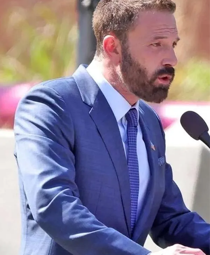 Men Ben Affleck Blue Tailored Two Piece Suit