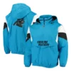 Men Blue Black Carolina Panthers Snap Button Jacket