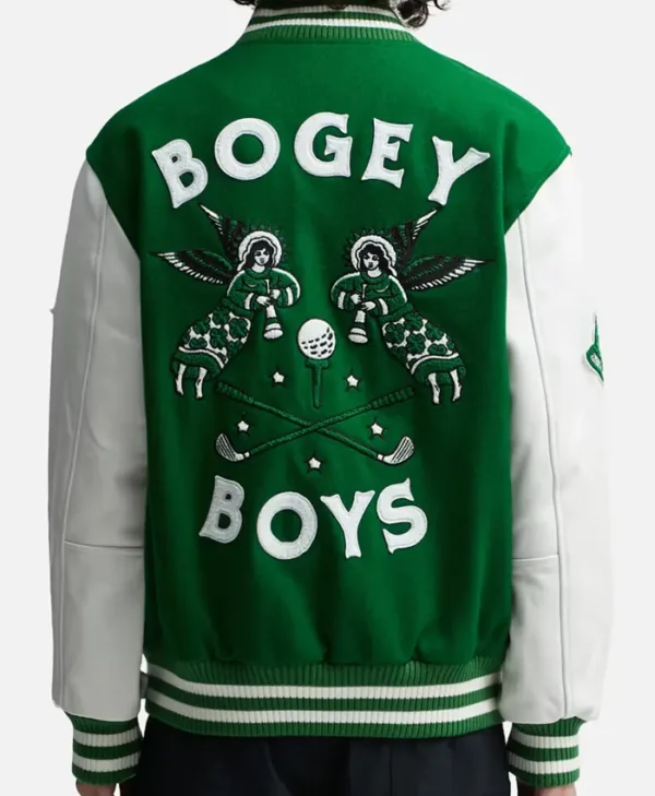 Men Bogey Boys Green Snap Button Letterman Coat
