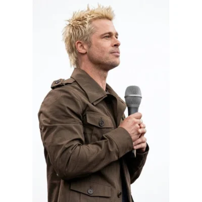 Men Brad Pitt Inspired Brown Cotton Coat