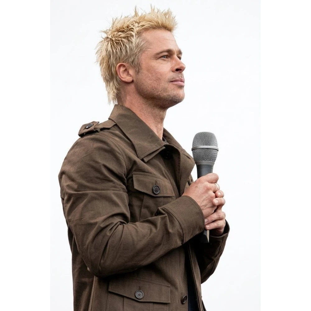 Men Brad Pitt Inspired Brown Cotton Coat
