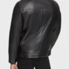 Men British Style Black Leather Biker Jacket