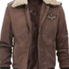 Men Brown Shearling G1 Bomber Jacket