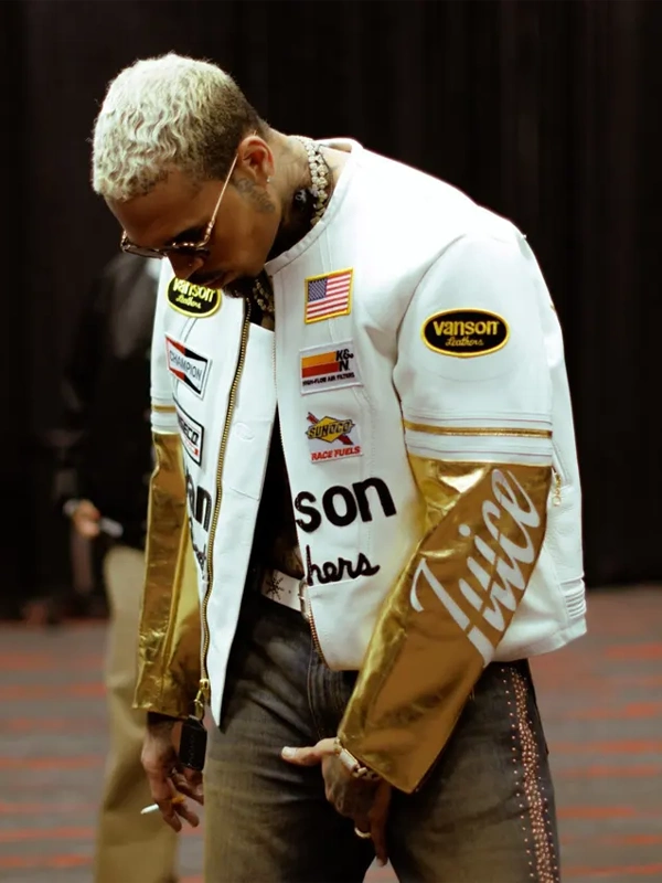 Men Chris Brown Vanson Leather Biker Coat