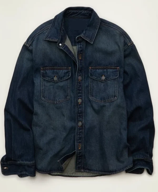 Men Denim Shirt Style Jacket Viscose Lined