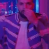 Men Drake Blue Animal Print Zip Jacket