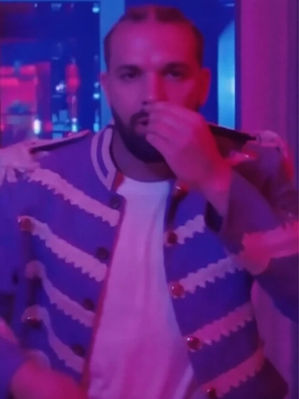 Men Drake Blue Animal Print Zip Jacket