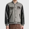 Men Human Made Grey Snap Button Letterman Coat