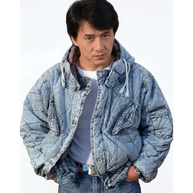 Men Jackie Chan Inspired Blue Hooded Coat