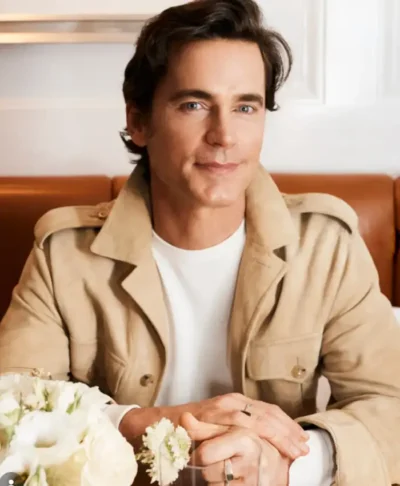 Men Matt Bomer Tan Suede Button Jacket
