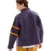 Men Needles Patched Snap Button Letterman Coat