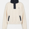 Men Polo Bear Cream Fleece Quarter Zip Pullover