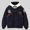 Men Rib Knitted Collar Zipper Satin Jacket Four Pockets