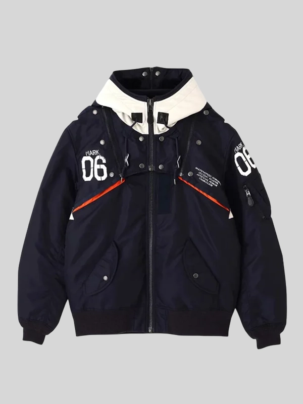 Men Rib Knitted Collar Zipper Satin Jacket Four Pockets