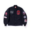 Men Rib Knitted Collar Zipper Satin Jacket Four Pockets