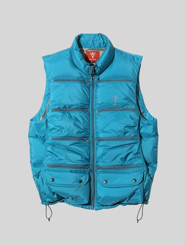 Men Stand Up Collar Zipper Ripstop Nylon Vest Multiple Pockets